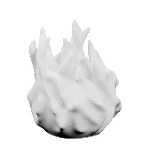 Сферическая скульптура с неровными языками пламени, имитирующая огненный шар