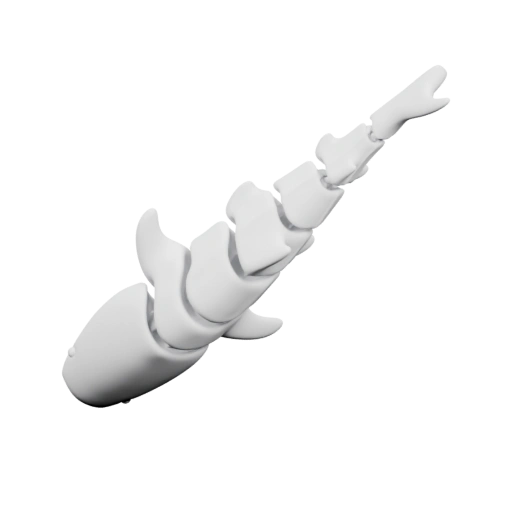 Длинное тело с выступающими плавниками