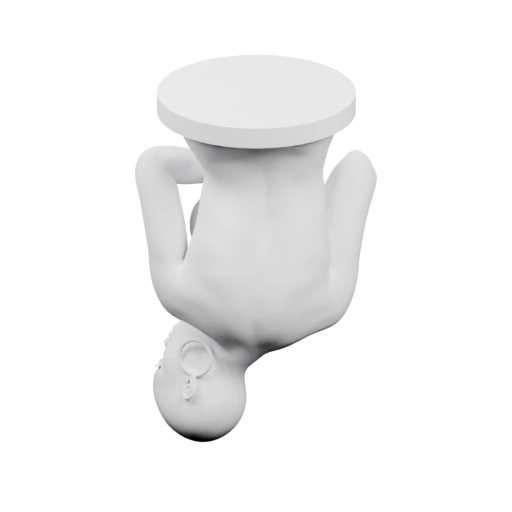 Женщина держит тарелку над головой