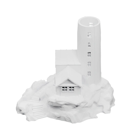 с башней и домом