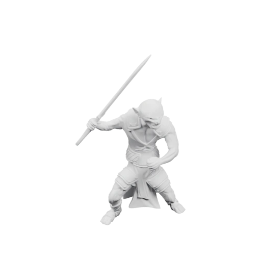 Воин в боевой позе с мечом