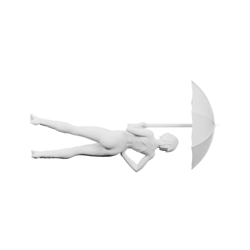 Человек лежит под большим зонтиком