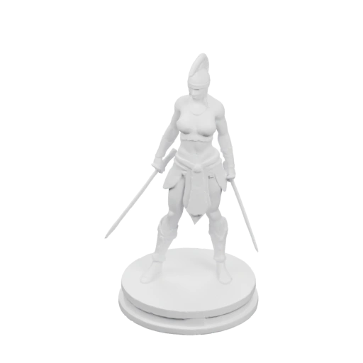 Воин в боевой позе с двумя клинками