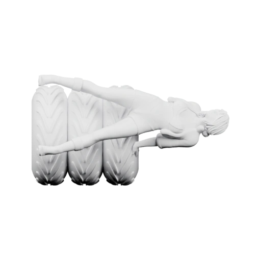 Девушка лежит на стенах шин