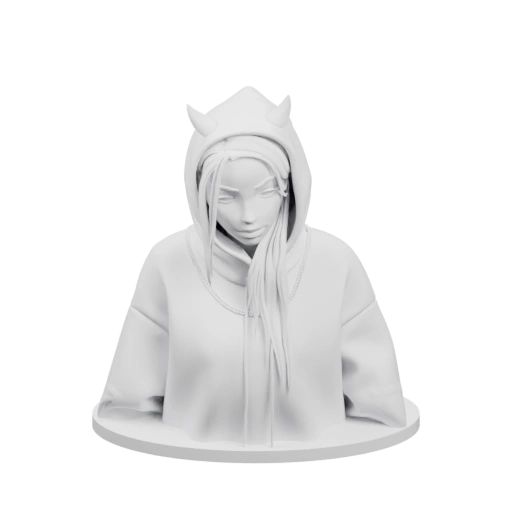 Статуэтка с длинными волосами и капюшоном