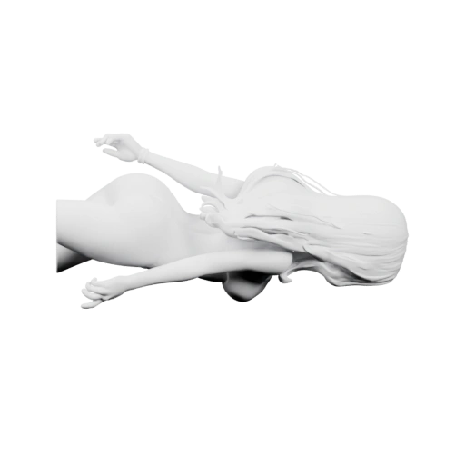 Лежащая в позе с длинными волосами