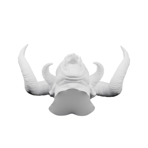 С раздвоенными рогами и открытым ртом