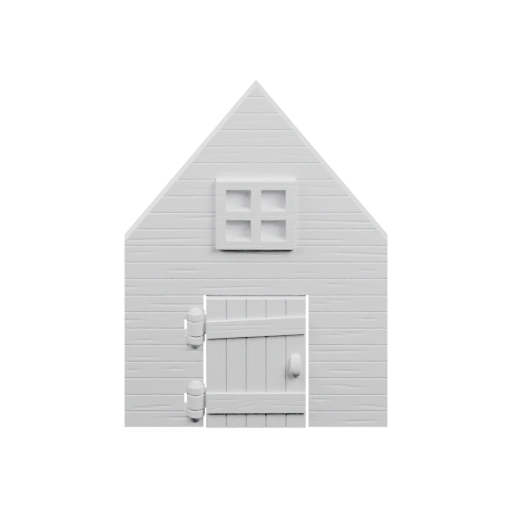 Маленький дом с дверью и окном