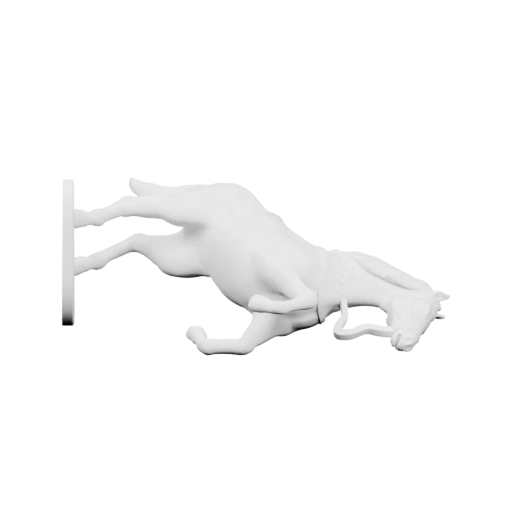 Конь в падении, зацепившись за столб