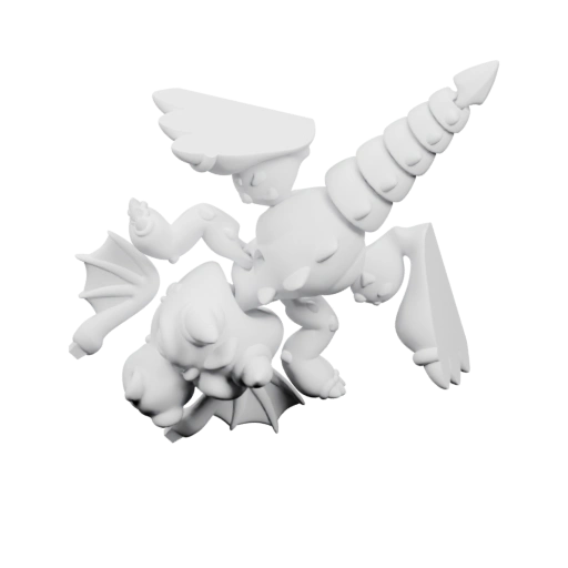 Дракон с рогом и крыльями