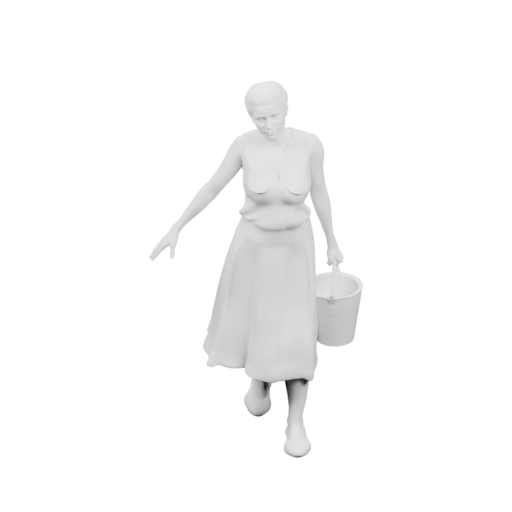 Женщина несет ведро