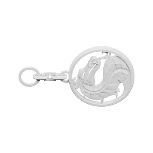 Круглый значок с драконом на цепочке