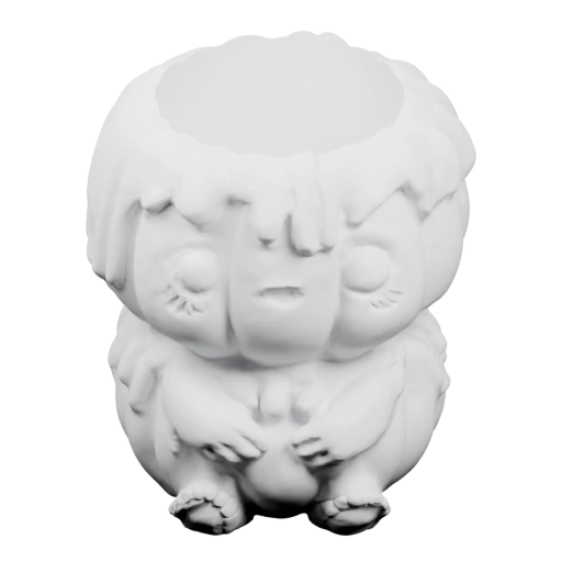 Скульптура с выражением лица и каплями