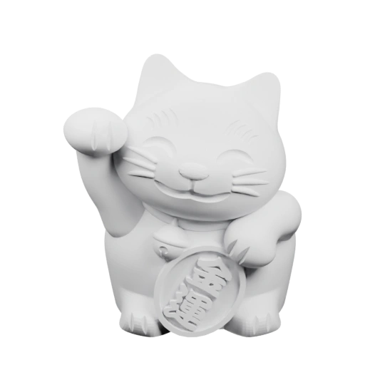 Кошечка с поднятой лапой и монетой