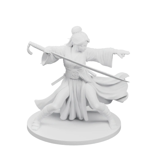 Воин в боевой позе с мечом