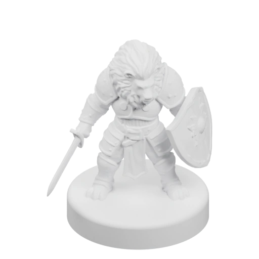 Воин с львиной головой, вооружённый мечом и щитом