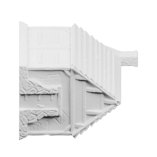 Узкий дом с крышей и окнами