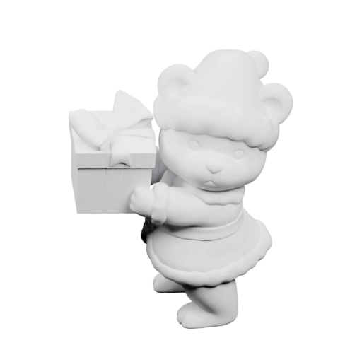 Медвежонок несёт подарочную коробку