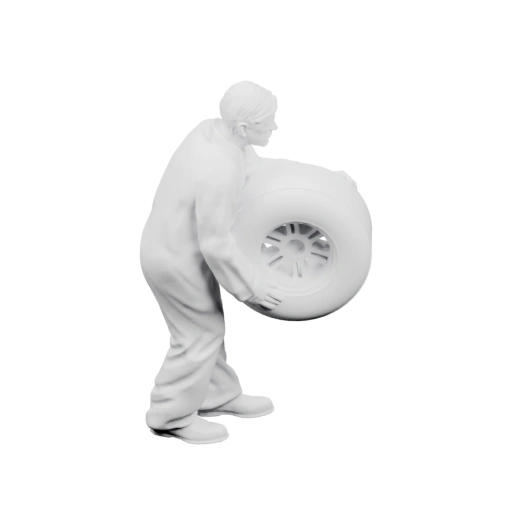 Механик с колесом