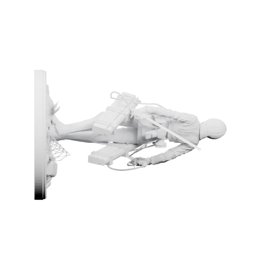 Лежит на спине с поднятыми руками