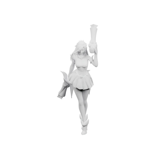 Девушка в платье с палкой