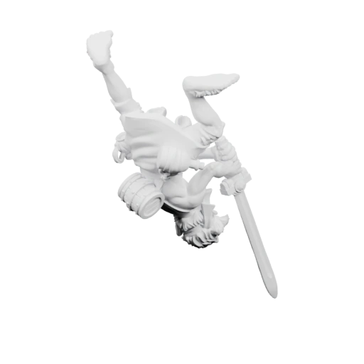 Молодой полутень с мечом и щитом