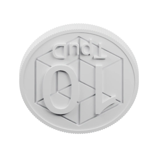 Монета с гравировкой и геометрическим узором