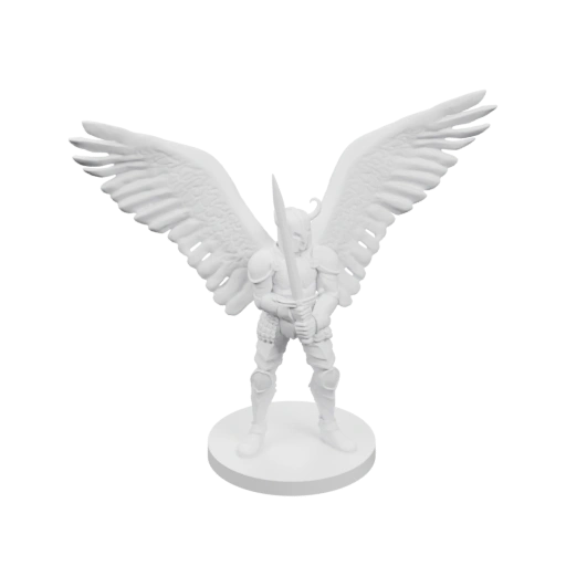 Мужской воин с крыльями и оружием