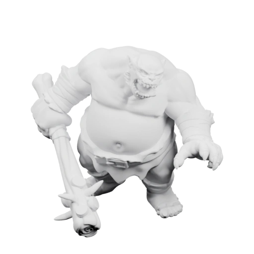 Мощный огненный воин с оружием