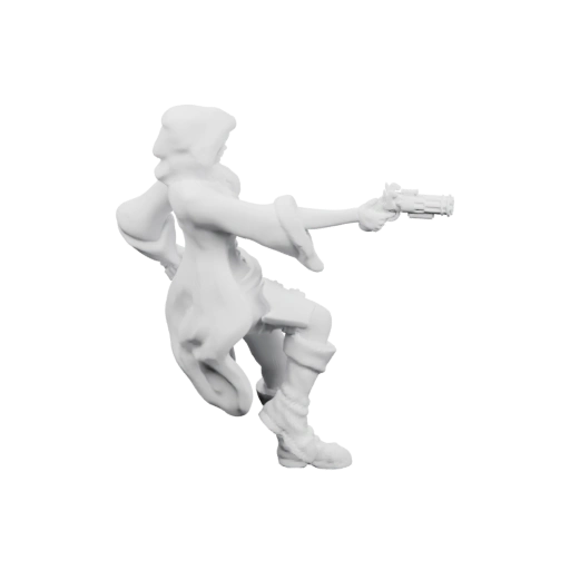 Человек в боевой позе с пистолетом