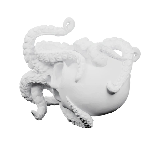 Осьминог обвивает череп