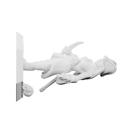 Пират лежит на палубе с мечом