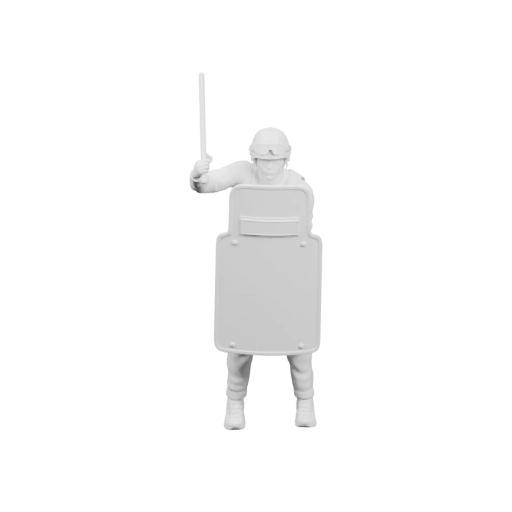 Вооружённый полицейский с щитом и дубинкой