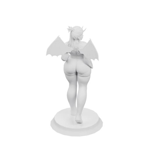 Демон с крыльями стоит на круглом основании