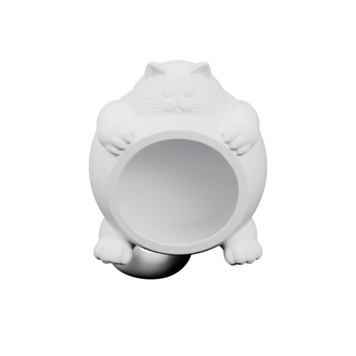 Кот в стиле манекена с круглой чашей