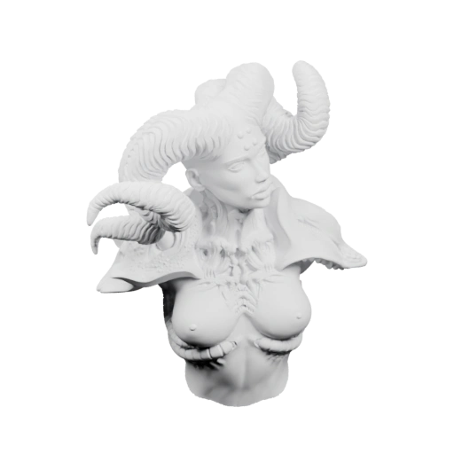 Бюст с рогами и детализированной одеждой