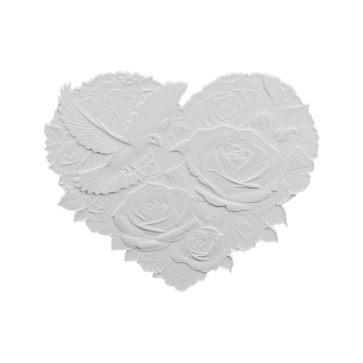 Сердце с розами и птицей