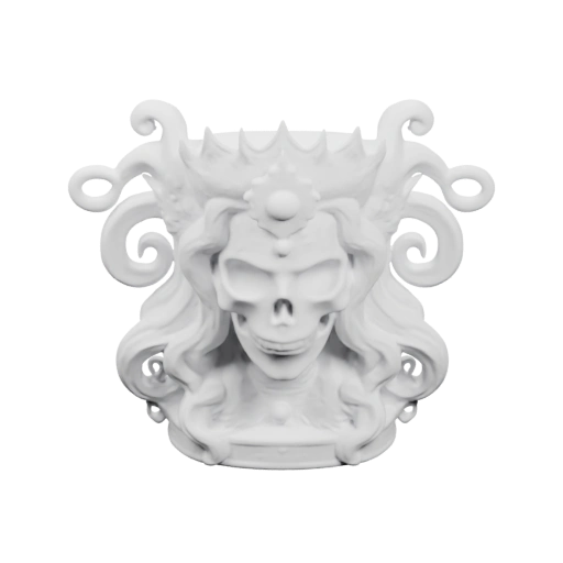 Скелет с короной и волнистыми прядями