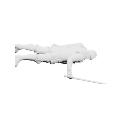 Лежащий на спине воин с оружием