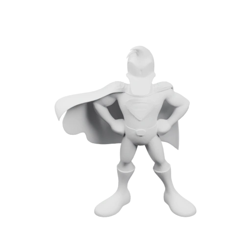 Супермен в позе с руками на бёдрах