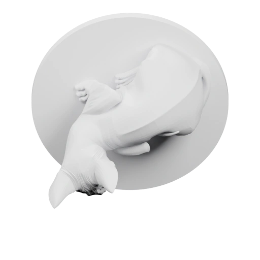 Лежит на боку, с закрытыми глазами