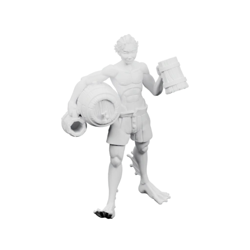 Тритон держит кегу и бутылку