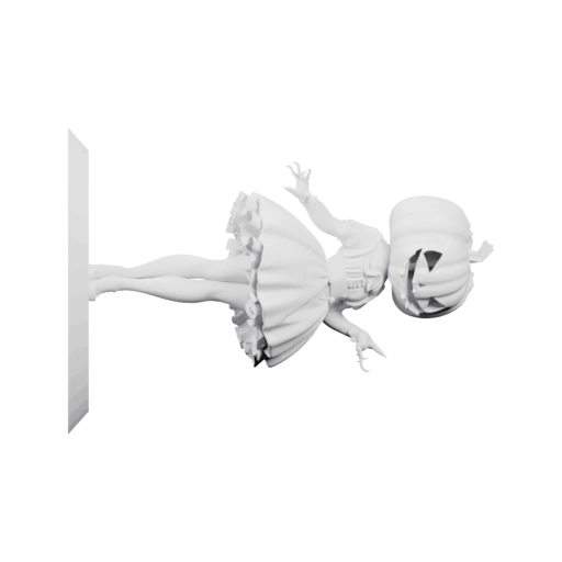 Женщина в платье с тыквой на голове