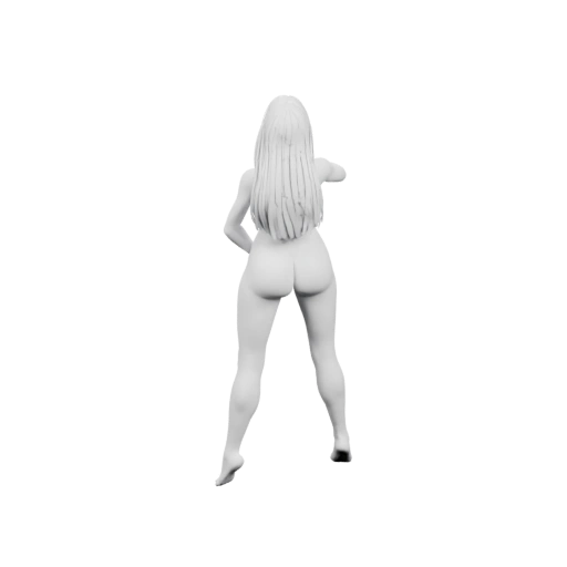 Девушка с длинными волосами в позе удивления