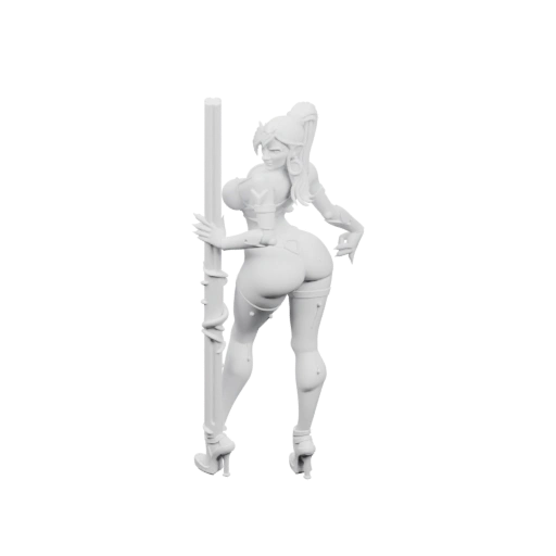 Танцовщица в динамичной позе на столбе