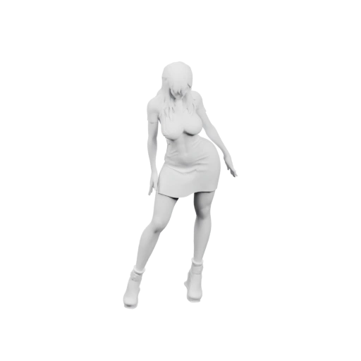 Девушка в мини юбке и ботинках