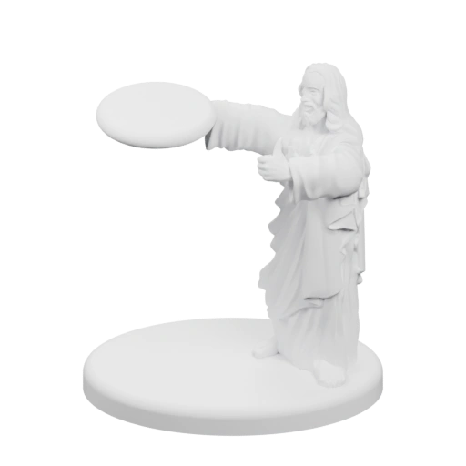 Статуя с раскинутыми руками, держащая диск