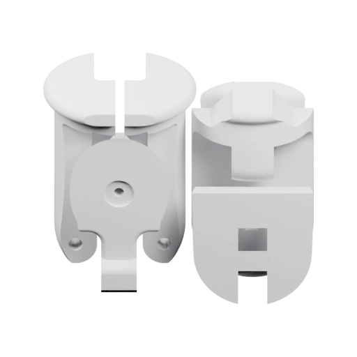 Две пластиковые детали с отверстиями и выступами