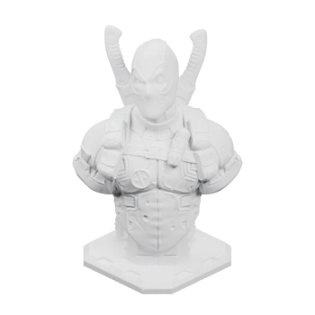 Детализированный бюст персонажа в маске с экипировкой