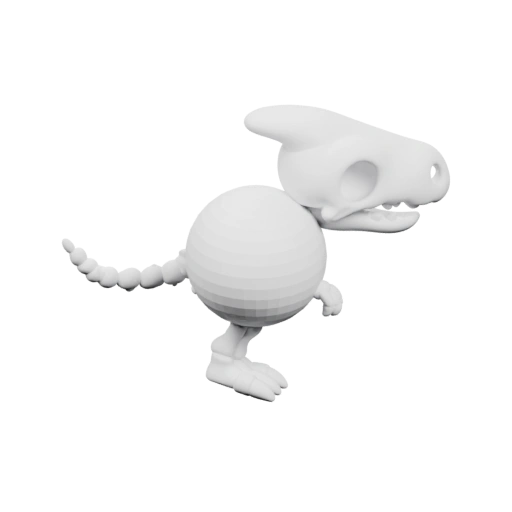 Сферическое тело, длинный хвост, открытая пасть и когтистые лапы